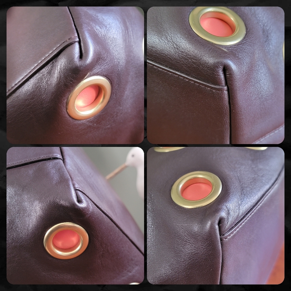 Coach 21181 Legacy Grommet Duffle Brown Orange Leather Shoulder Bag Y2K - Picture 11 of 16